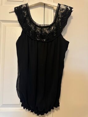 Charlotte Russe Black Lace Yoke Sleeveless Camisole Top